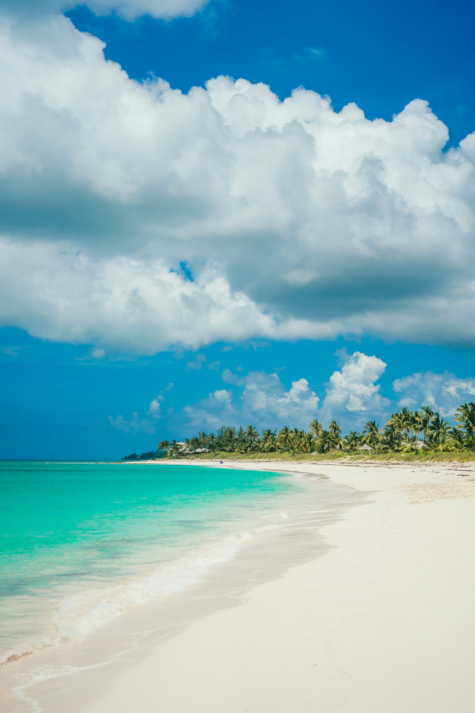 Turquoise water and white sand beach in the Bahamas