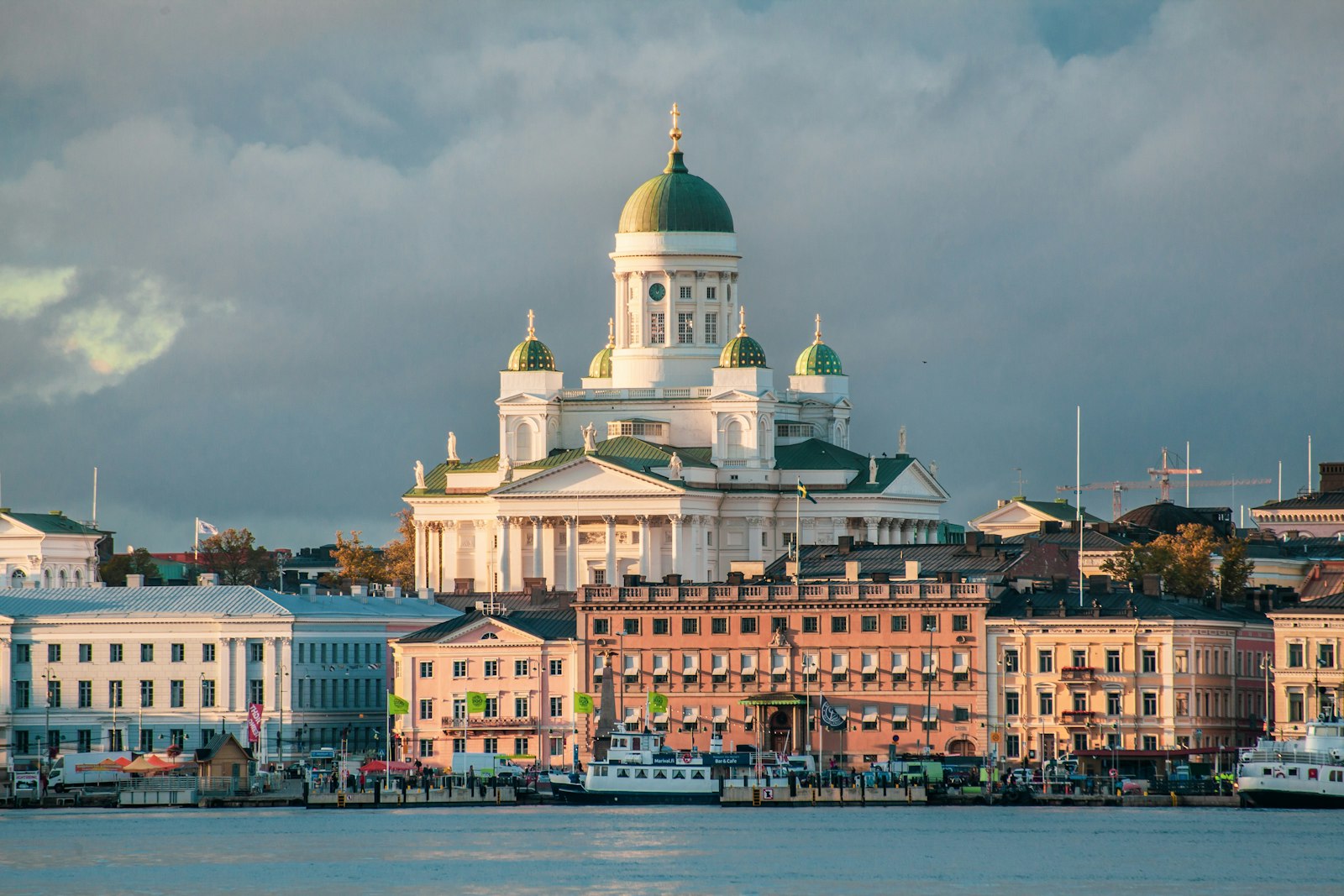 Helsinki Cathedral above the harbour in Helsinki, Finland