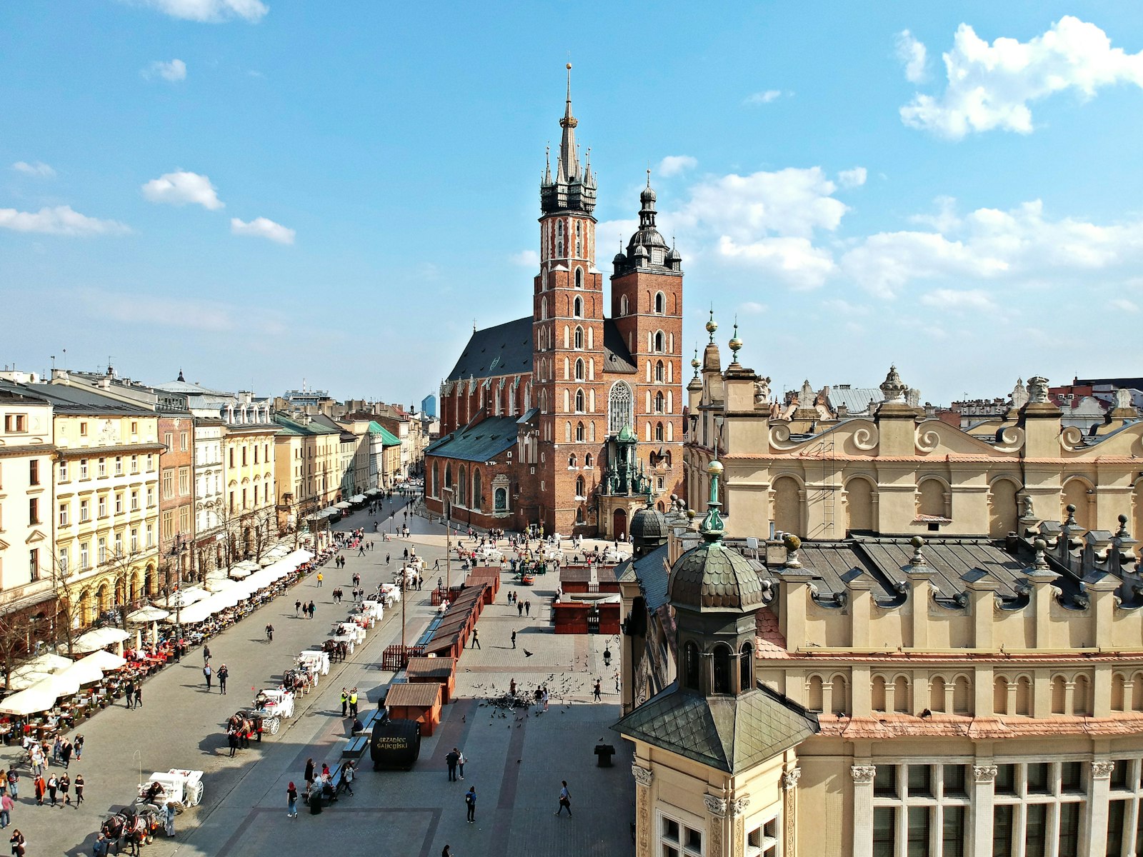 St. Mary's Basilica overlooking Krakow's main market square, Poland