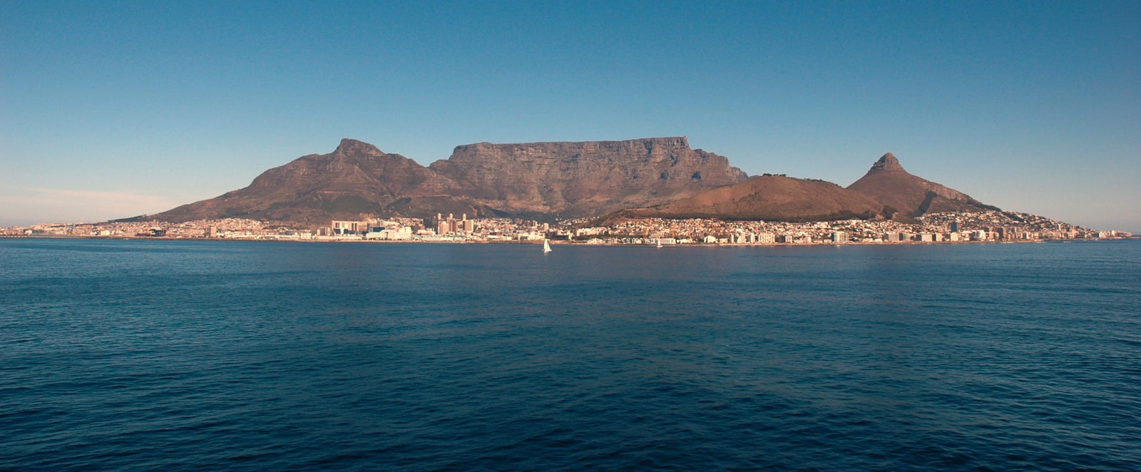 Table Mountain and Lion's Head rising above Cape Town, South Africa